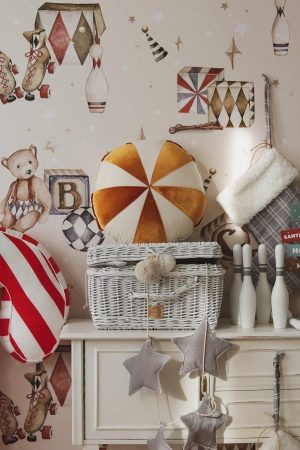 “Gold Circus” Round Patchwork Pillow