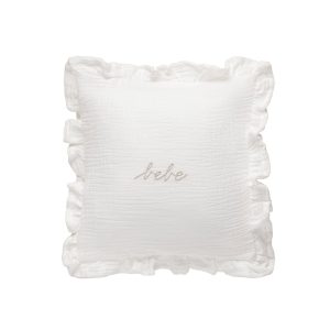 White Gauze Bebe Ruffle Accent Pillow Sham