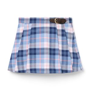 Plaid Pleated Buckle Skirt