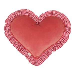 "Red" Heart Pillow with Checkered Frill