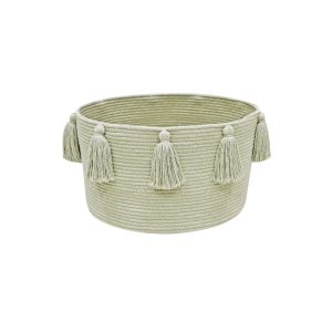 Basket New Tassels Olive