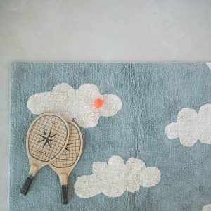 Washable Rug Clouds Vintage Blue