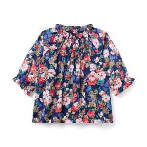 Floral Ruffle Smocked Top