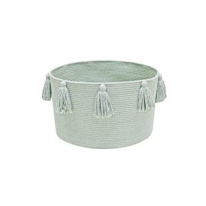 Basket New Tassels Blue Sage
