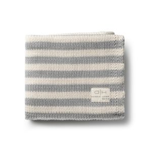 Iconic Stripe Knit Baby Blanket Grey