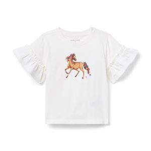 Horse Ruffle Sleeve Tee