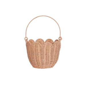 Rattan Tulip Carry Basket - Seashell Pink