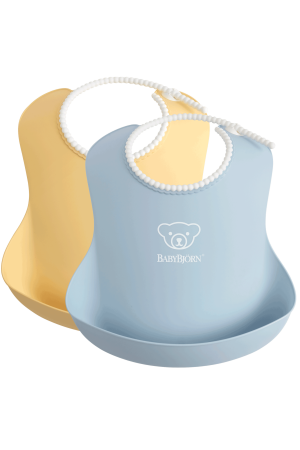 Baby Bib 2-Pack, Yellow / Blue