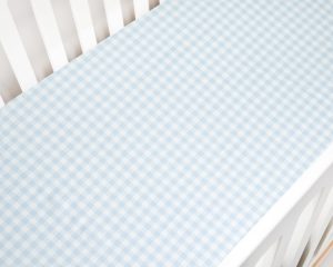 Picnic Gingham Crib Sheet - Blue