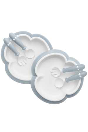 Baby Plate, Spoon & Fork, 2 Sets, Powder Blue