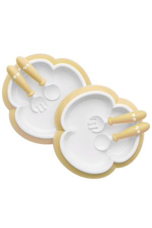 Baby Plate, Spoon & Fork, 2 Sets, Powder Yellow