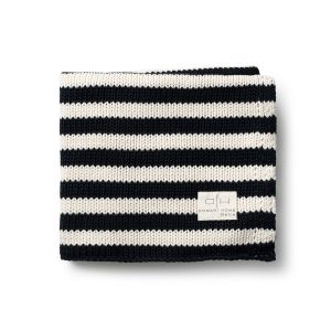 Iconic Stripe Knit Baby Blanket Black