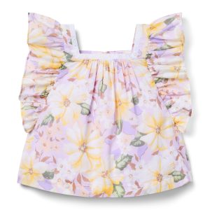 Floral Ruffle Sleeve Top