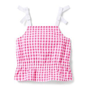 Gingham Peplum Top