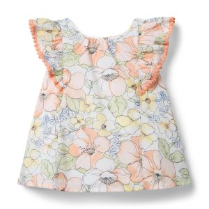 Floral Circle Trim Top
