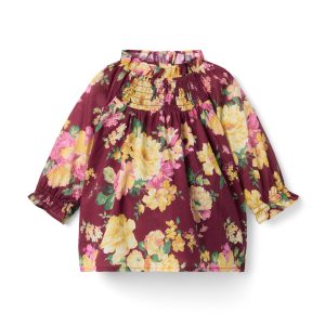 Floral Ruffle Smocked Top