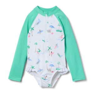 Recycled Surfer Rash Guard Swimsuit