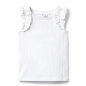 Ribbed Ruffle Sleeve Top