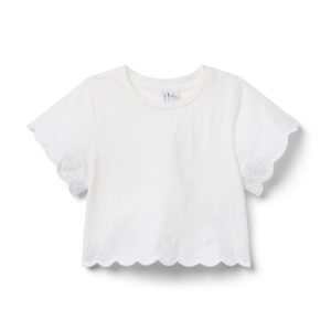 Embroidered Eyelet Trim Top