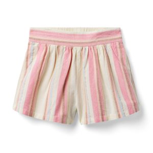 Striped Linen-Cotton Short