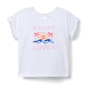 Vacay Ruffle Sleeve Tee