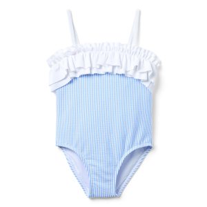 Recycled Striped Ruffle Swimsuit