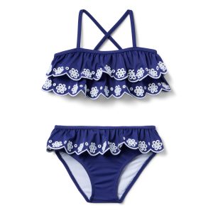 Recycled Eyelet Ruffle 2-Piece Swimsuit
