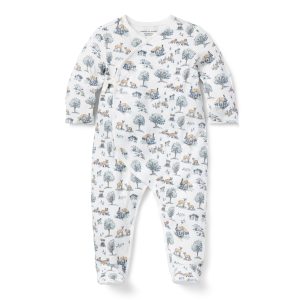 Baby Woodland Toile Wrap Footed One-Piece