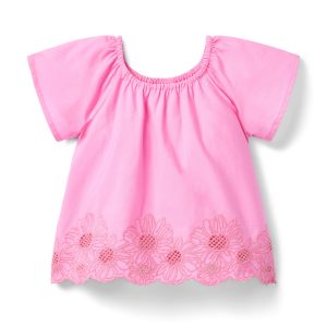 Embroidered Floral Hem Top