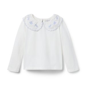 Embroidered Collar Top