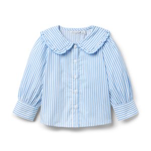 Striped Ruffle Collar Top