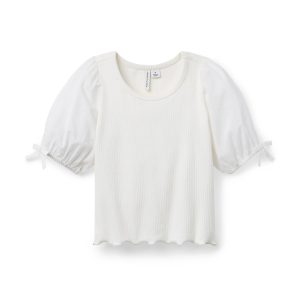 Ribbed Puff Sleeve Top