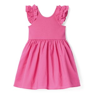 Ribbed Ruffle Sleeve Dress