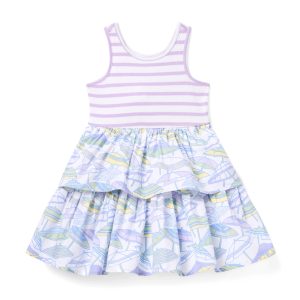 Striped Umbrella Tiered Dress