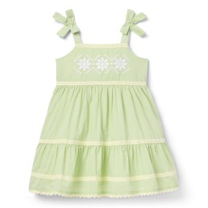 Embroidered Floral Bow Dress