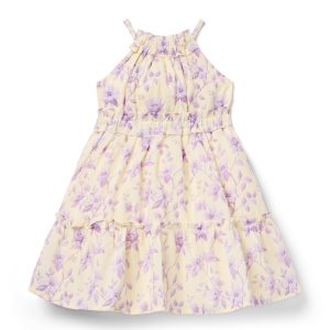 Floral Halter Ruffle Dress