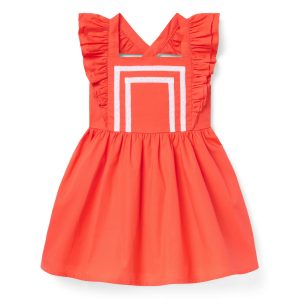 Lace Trim Flutter Sleeve Dress