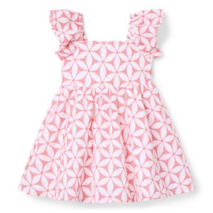 Floral Eyelet Flutter Sleeve Dress