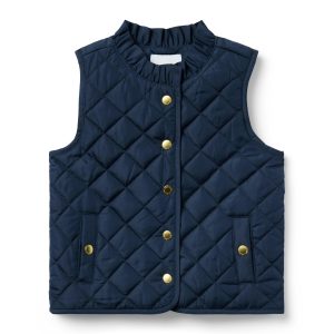 The Quilted Ruffle Collar Vest