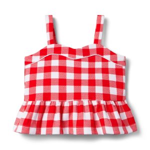 Gingham Peplum Top