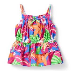 Tropical Floral Peplum Top