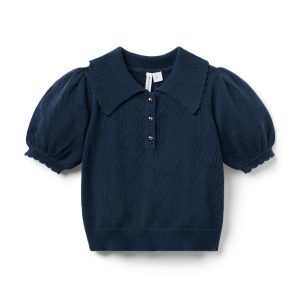 Pointelle Sweater Polo