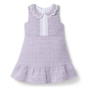 Tweed Scalloped Collar Dress