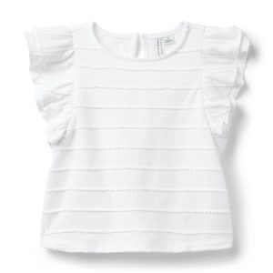 Textured Stripe Ruffle Sleeve Top