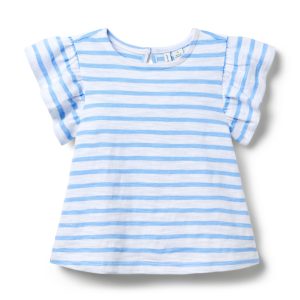 Striped Flutter Sleeve Top