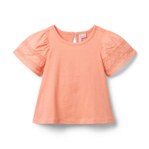 Lace Trim Puff Sleeve Top