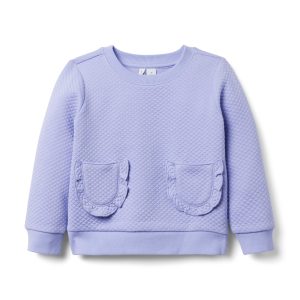 Quilted Jacquard Ruffle Pocket Sweatshirt