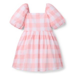 Gingham Puff Sleeve Dress