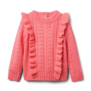 Cable Knit Ruffle Sweater