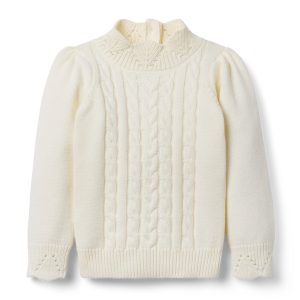 Pointelle Cable Knit Sweater